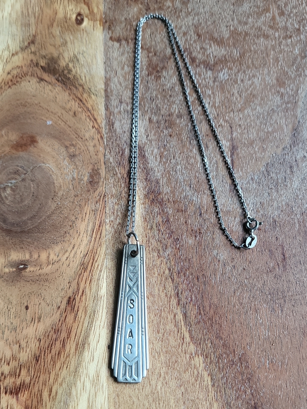 Sterling Silver Spoon 'SOAR' Pendant Necklace